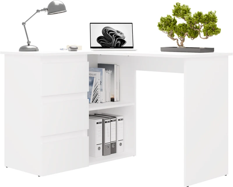NICEA GAUCHE Bureau d’angle avec 3 tiroirs