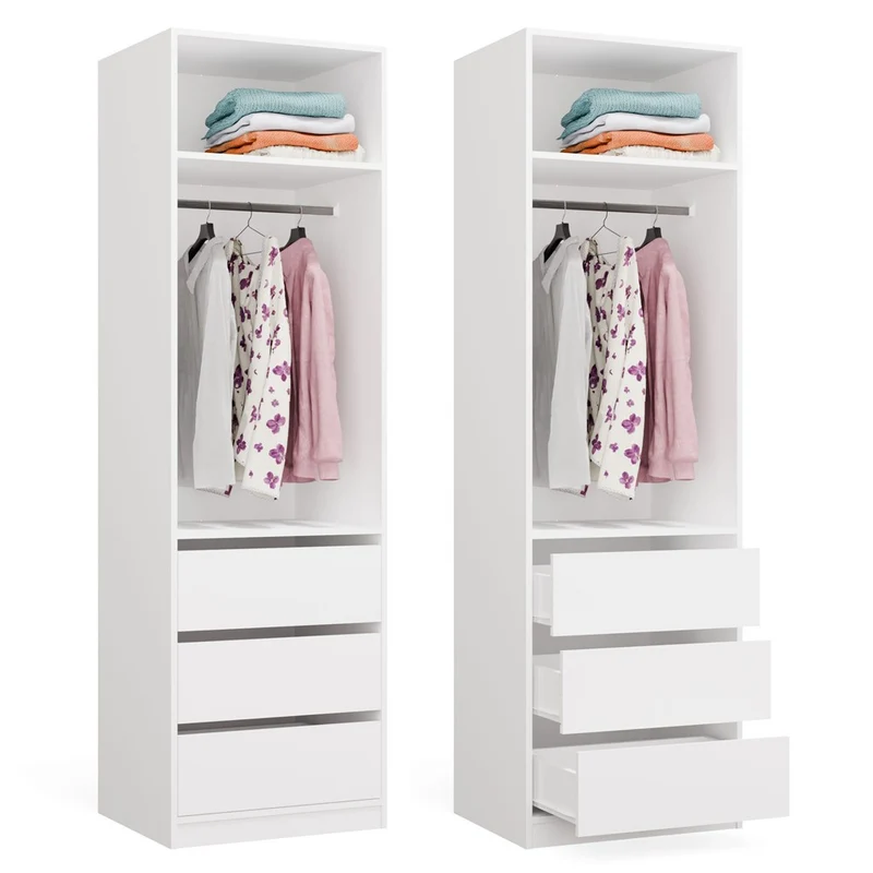 OPENO 1W1P3S - Armoire Modulaire avec tringle et 3 tiroirs