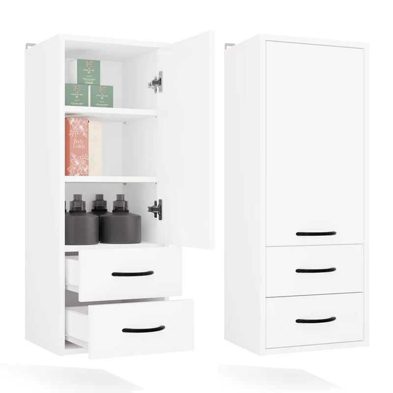 NINA W1D2S - Meuble de salle de bain 3 étagères & 2 tiroirs
