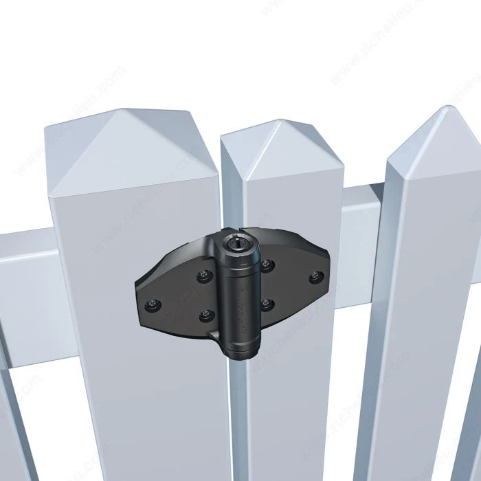 Charnière à fermeture automatique pour barrière de vinyle ou de bois
