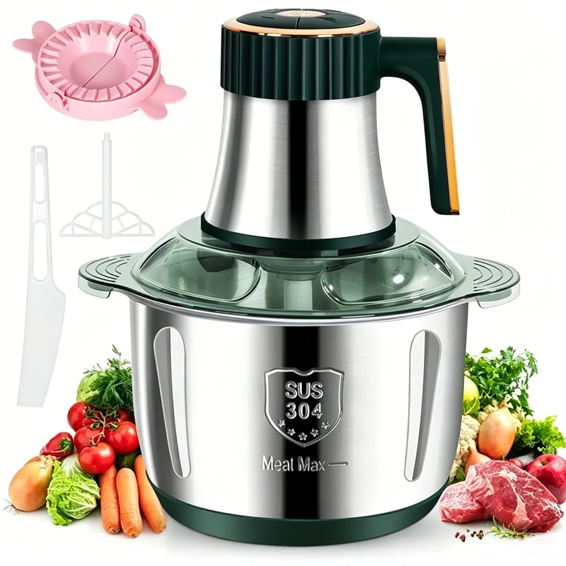 Hachoir Électrique 5 L Inox 304 – 500W, 6 Lames & 5 Vitesses