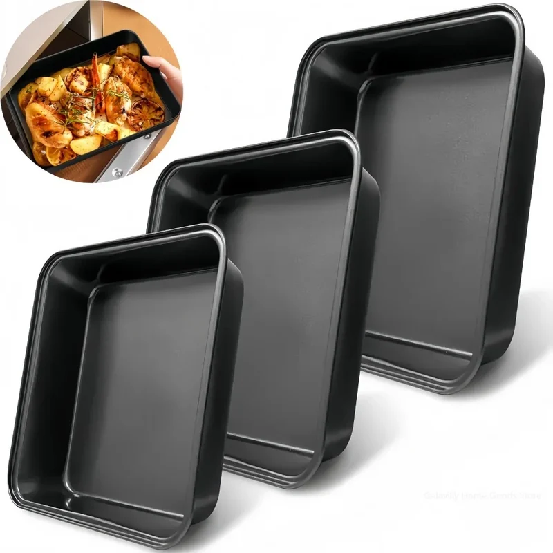 Set de 3 plats de cuisson en acier au carbone antiadhésif pour pâtisserie et cuisine