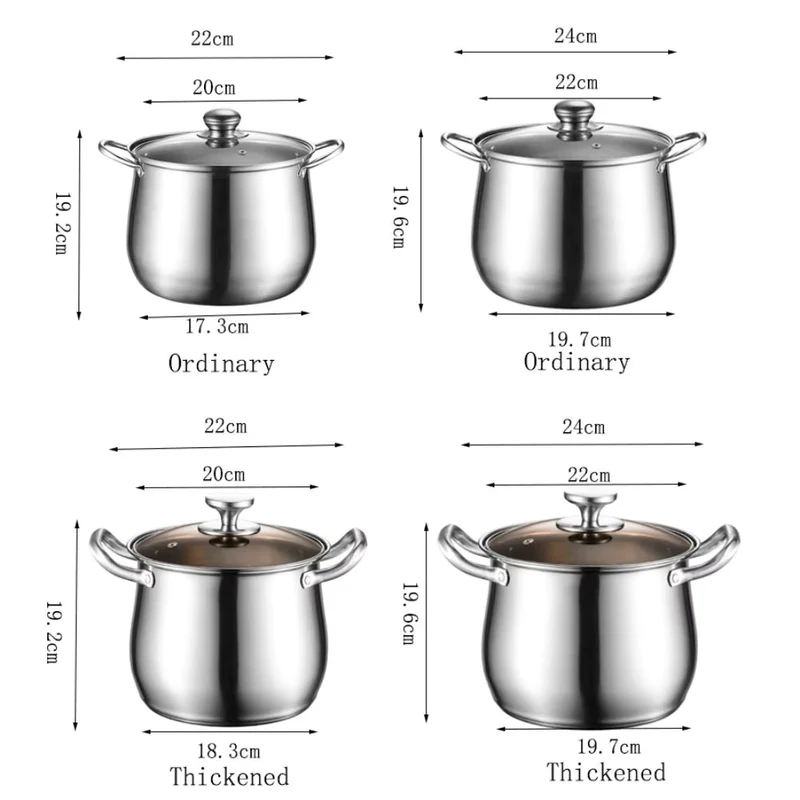 Marmite Inox à Fond Épais avec Couvercle – Grande Capacité Compatible Induction et Gaz