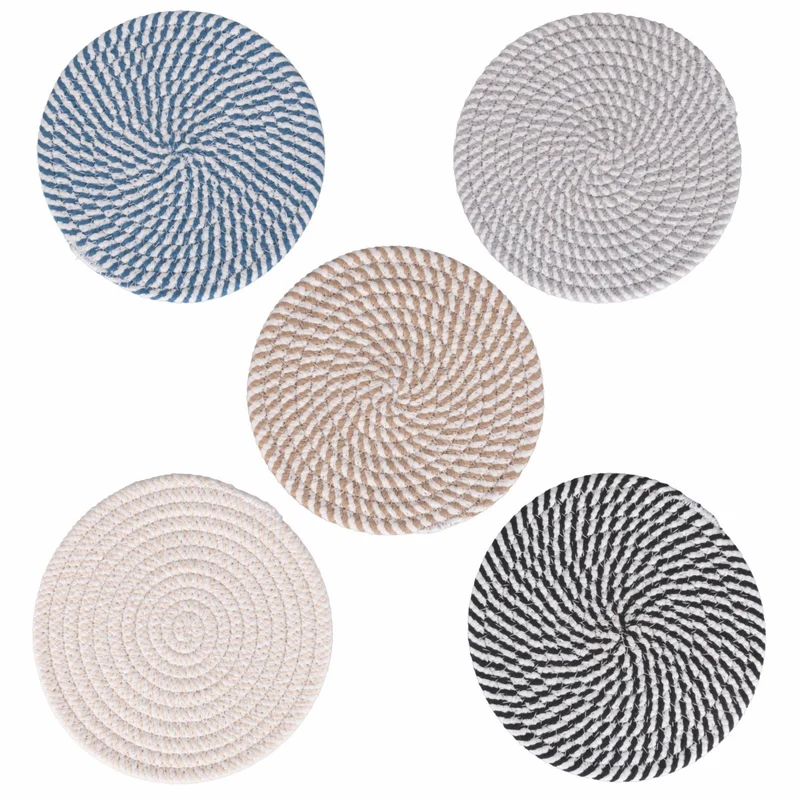 Dessous de plat en polycoton, lot de 5 couleurs assorties