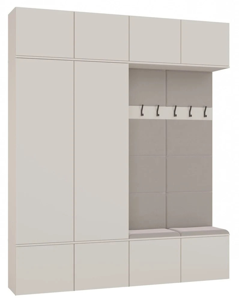 HAGA IV 2SZ2W - Ensemble d’entrée avec 2 armoires + 2 porte-manteaux 6 crochets + banc