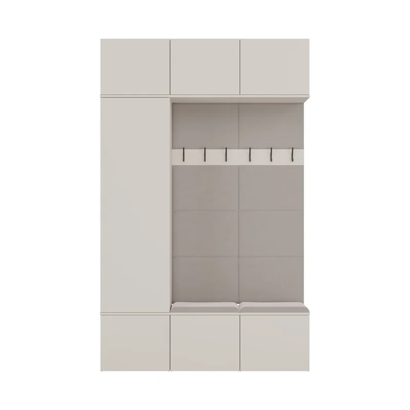 HAGA III 1 SZ2W- Ensemble d’entrée avec 1 armoire + 2 porte-manteaux 6 crochets