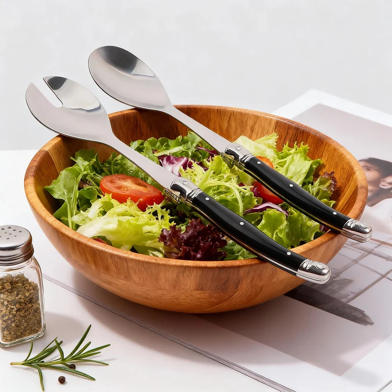 Cuillère à salade inox – Lot de 2 serveurs style Laguiole élégants