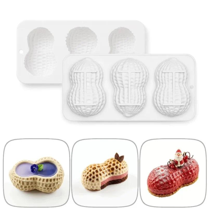 Moule en Forme d’Arachide en Silicone – 3 Cavités