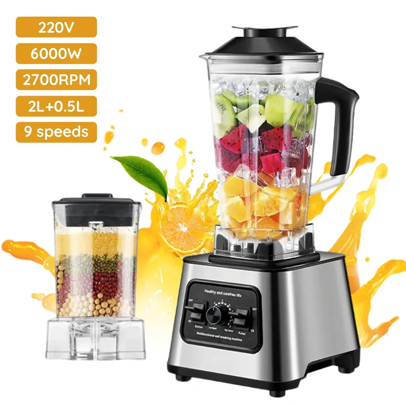 Blender haute capacité 2,5 L avec 9 vitesses et lames inox