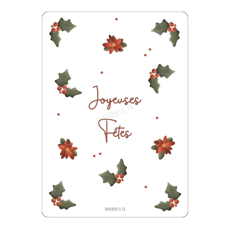 Carte Postale / Card "Print Houx Poinsettia"