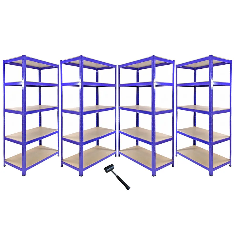 Monster Racking - Lot de 4 Rayonnages T-Rax Rayonnage d'Angle en Acier Bleu 90 cm
