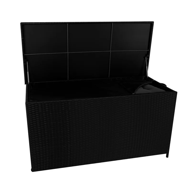 Coffre de Rangement d'Extérieur en Rotin Noir - 700 L