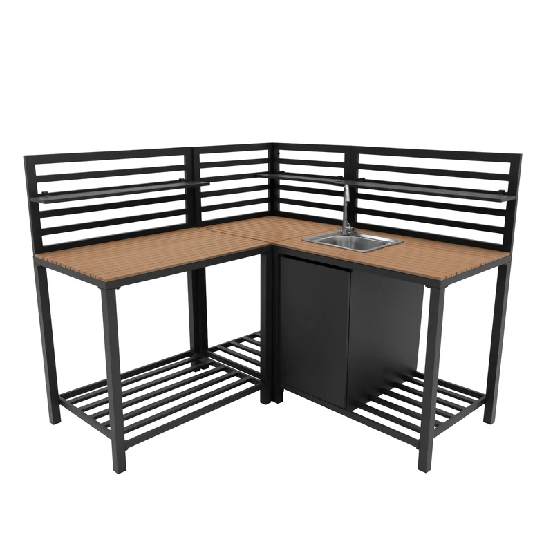Ensemble de Cuisine Extérieure 3 Pièces - Comptoir en Bois