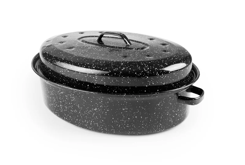 IBILI - Cocotte ovale noire, 38x28x15 cm, acier émaillé