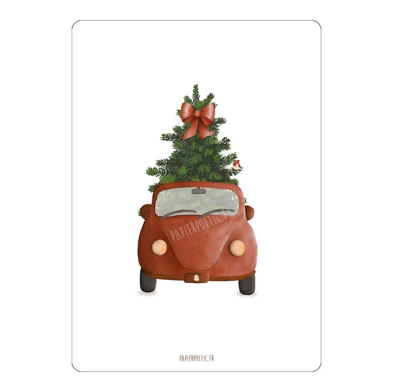 Carte Postale / Card "En voiture sapin"