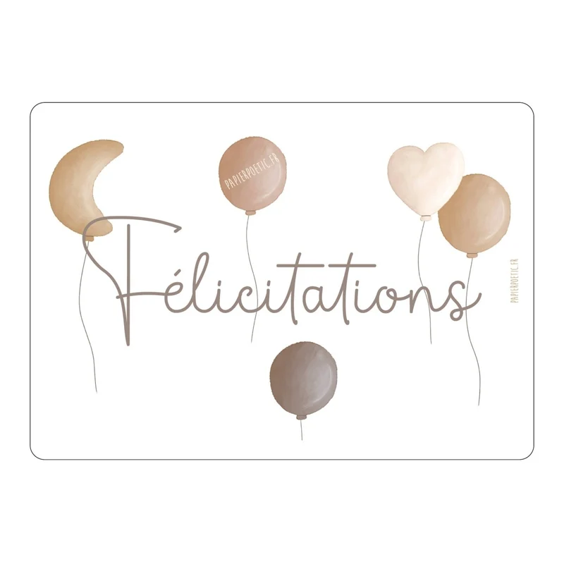Carte/Card "Félicitations Ballon Lune"