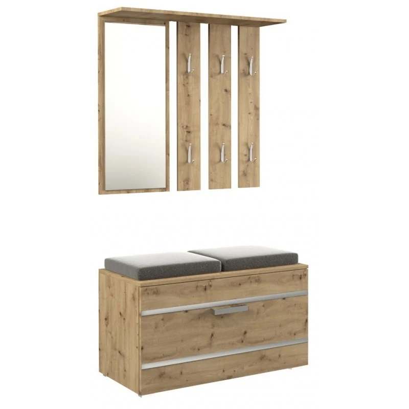 KATHI - Meuble d'entrée miroir + banc