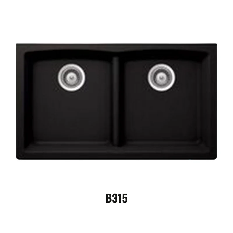 Évier double à cuve profonde et sous-plan Virtuo Granite B315 Noir