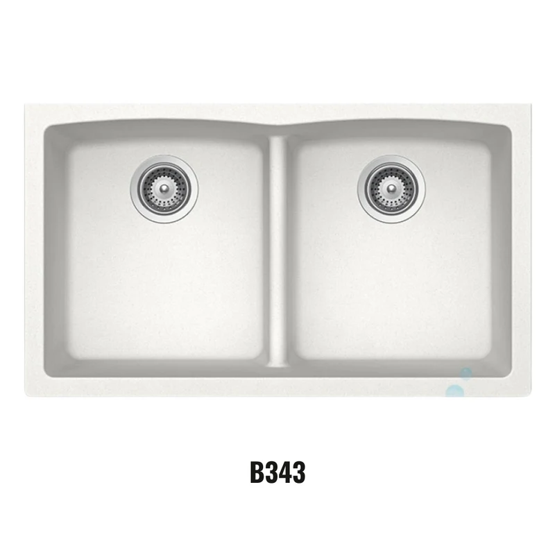 Évier double à cuve sous-plan Virtuo Granite B343 Ultra-Blanc