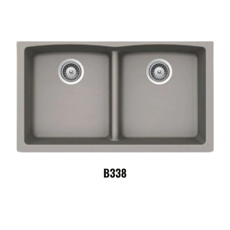 Évier double à cuve profonde et sous-plan Virtuo Granite B338 Pierre Taupe