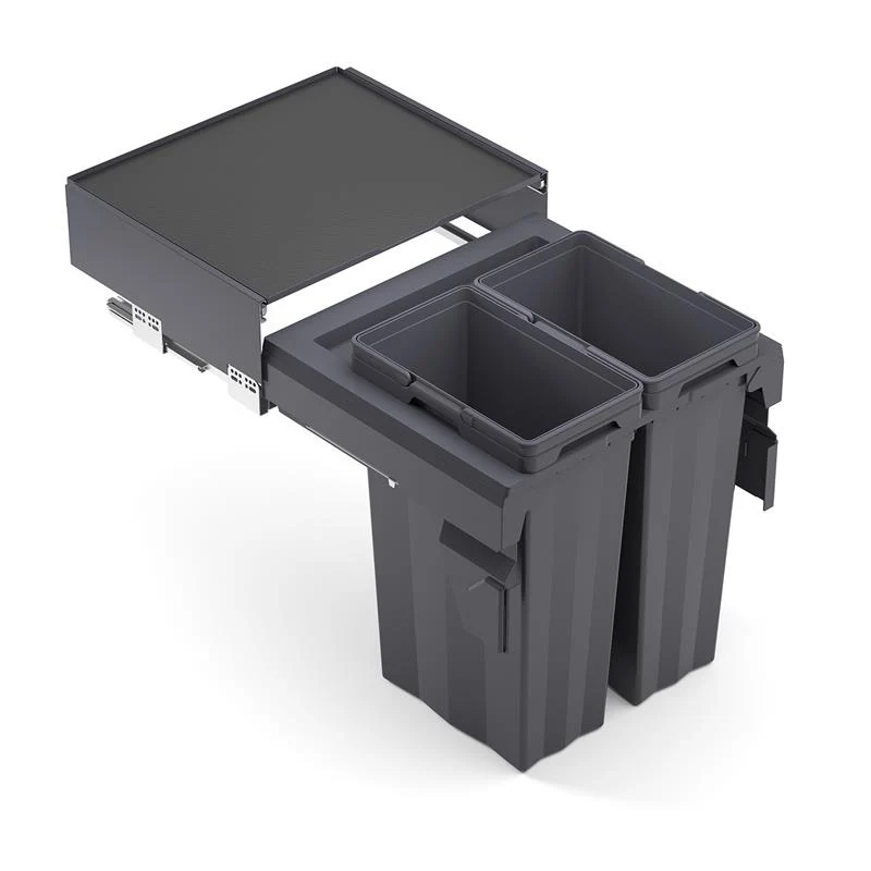 Poubelle coulissante MaxBin 24 po. 74L 2 bacs anthracite