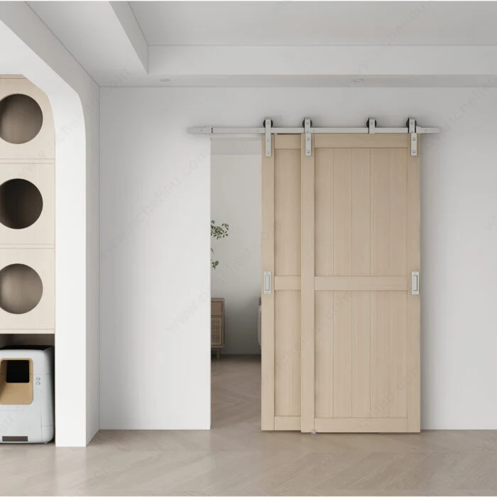 Ensemble pour porte de grange superposée RUSTIQUE avec rail