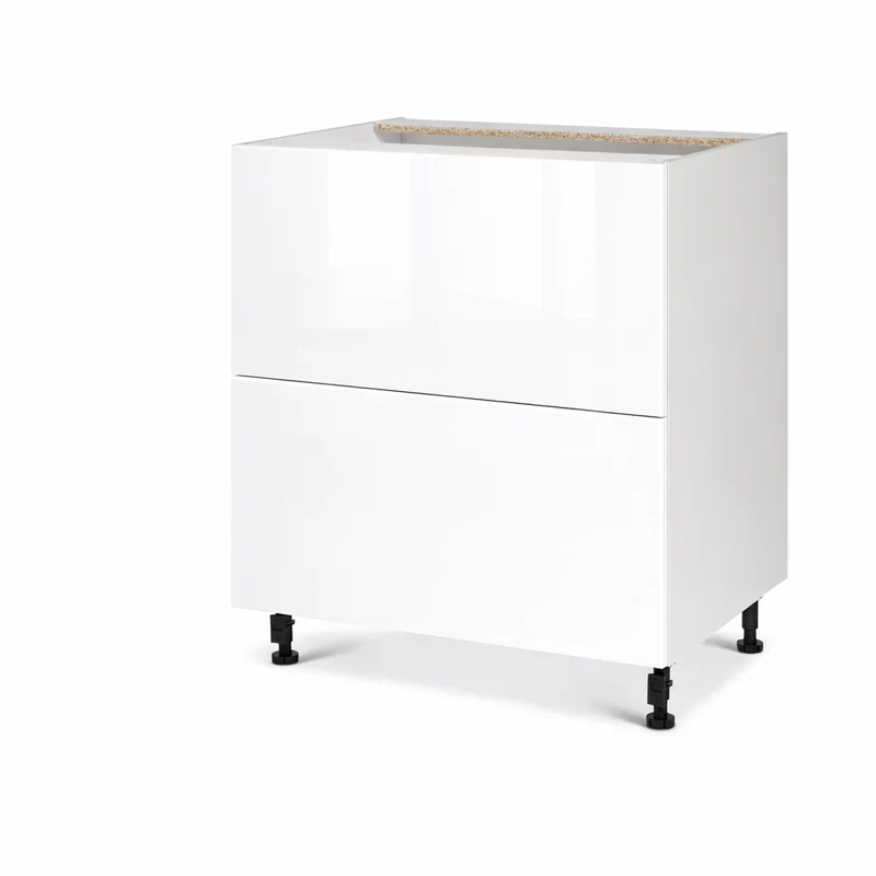 Cabinet de bas - 2 tiroirs - 30 pouces de large - Mélamine Laquée Blanche