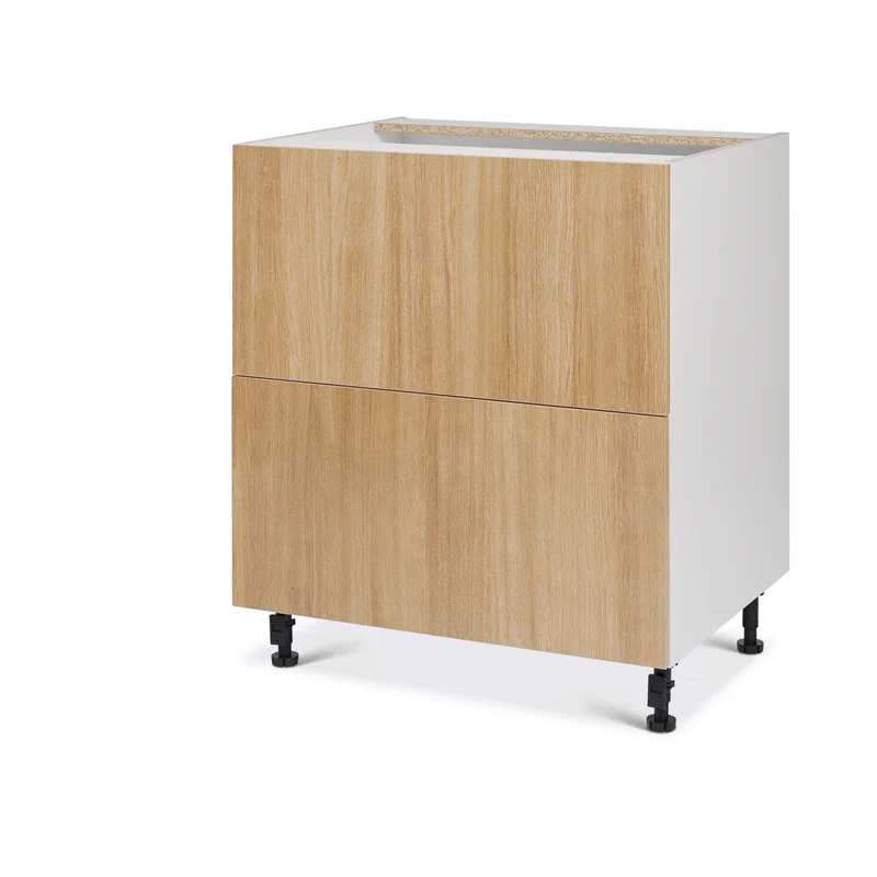 Cabinet de bas 2 tiroirs - 30 pouces de large – Mélamine bois zen