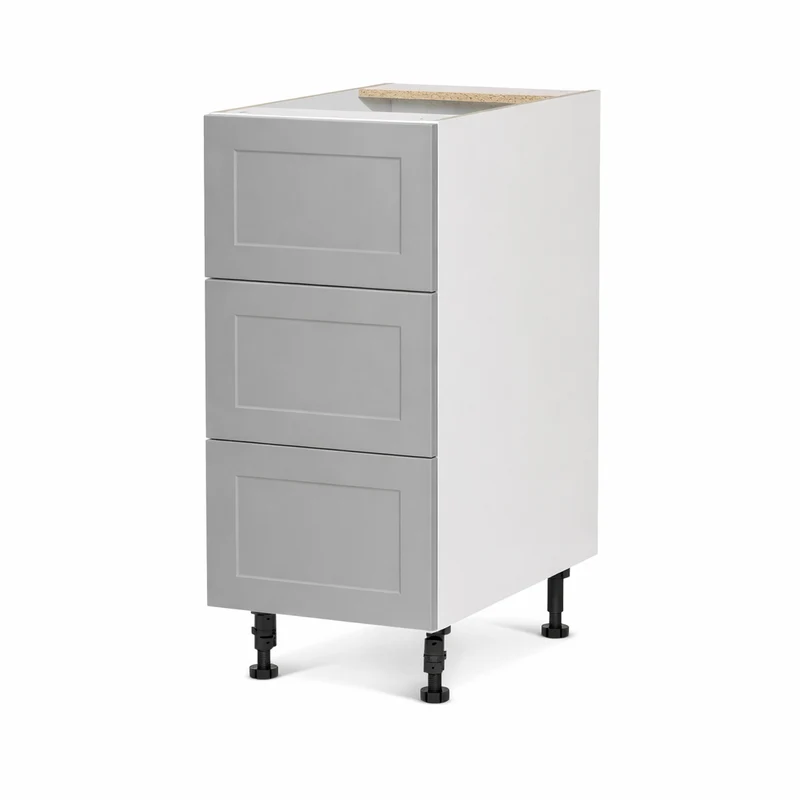 Cabinet de bas - 3 tiroirs - 18 pouces de large - Polymère Shaker Gris