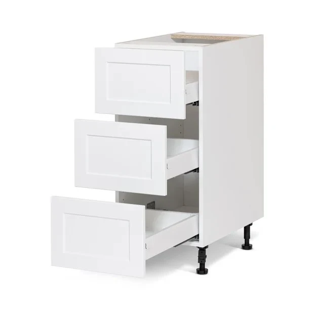 Cabinet de bas - 3 tiroirs - 18 pouces de large - Polymère blanc shaker