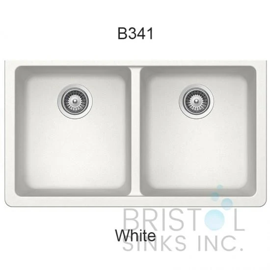 Évier virtuo à montage sous plan 2 cuves B341 - Ultra-Blanc