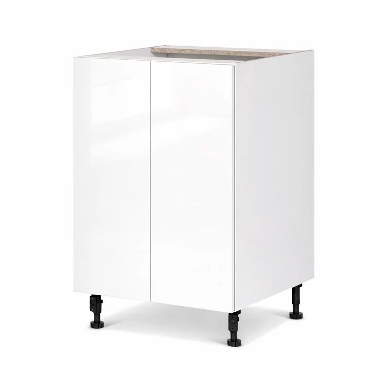 Cabinet de bas - 2 portes - 24 pouces de large - Mélamine Laquée Blanche