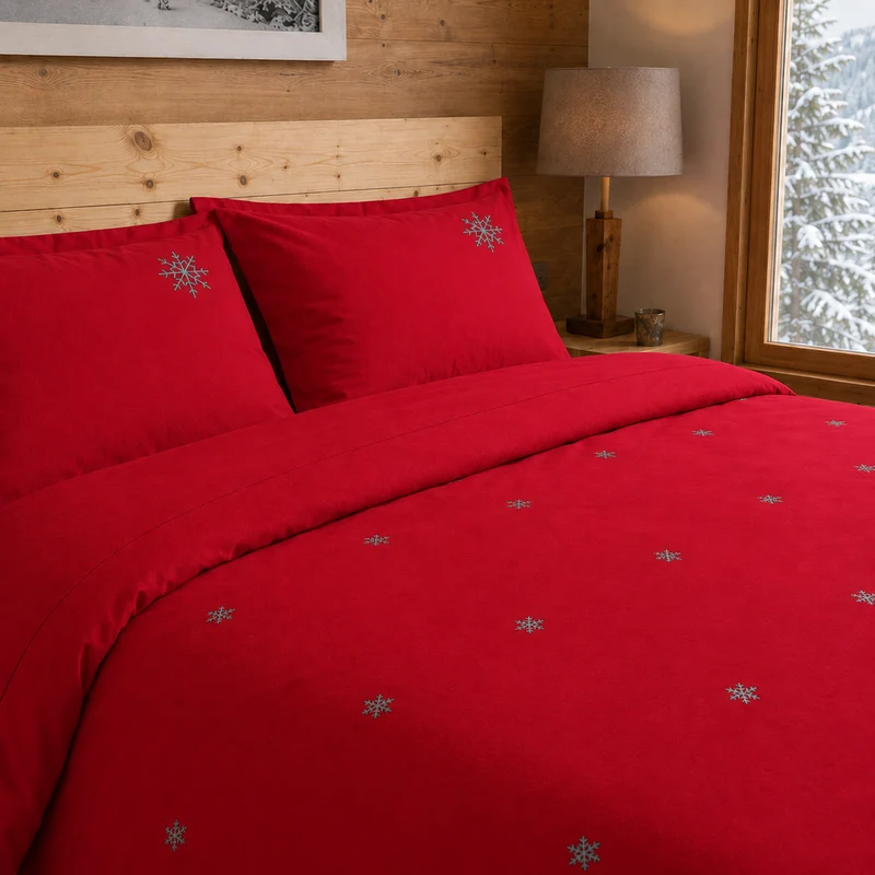Housse de couette 260 x 240cm neige coquelicot | Flocons de nuit