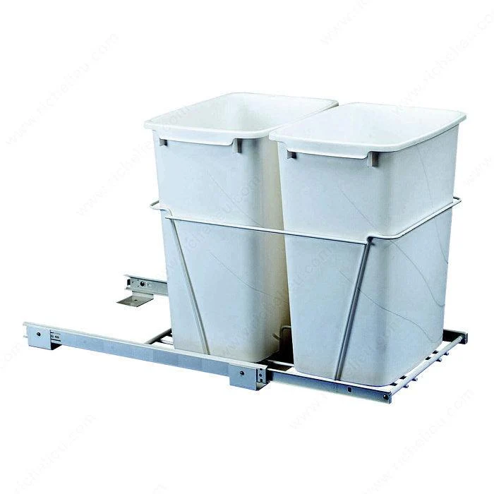 Centre de recyclage double coulissant pour armoire du bas
