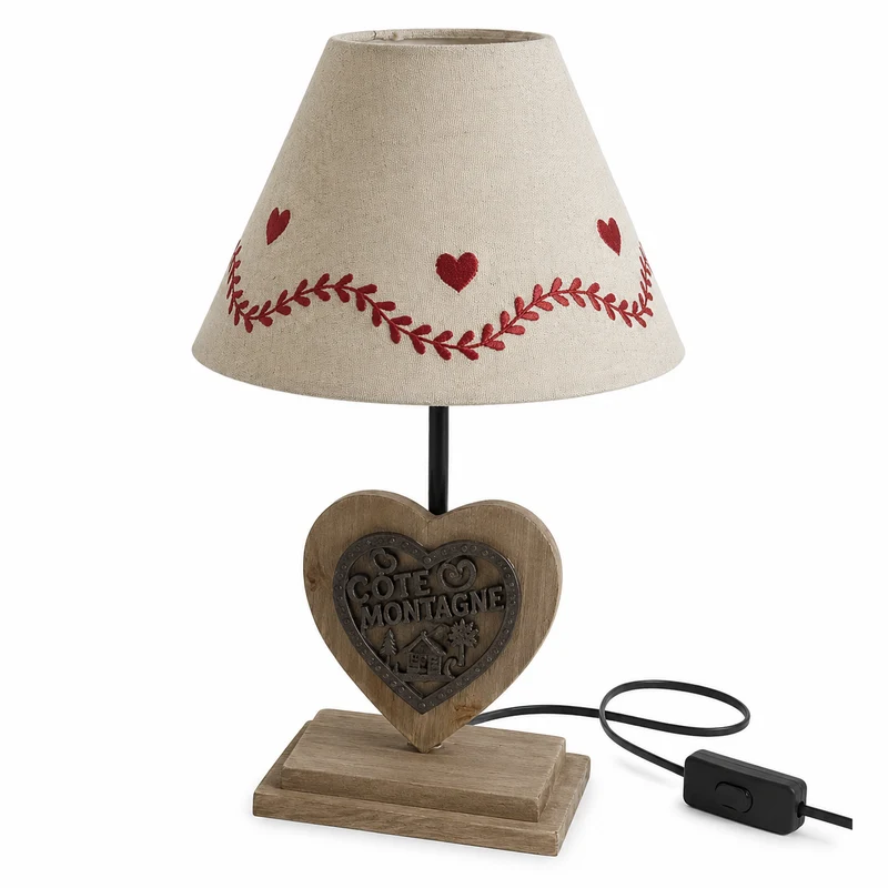 Lampe à poser en bois coeur