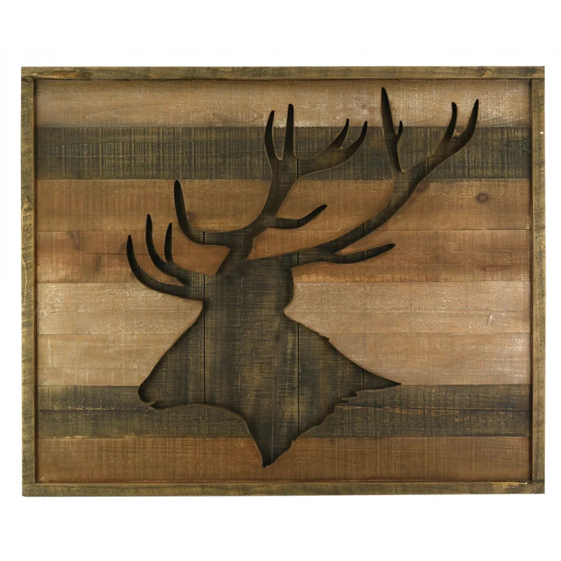 Cadre en pin motif cerf