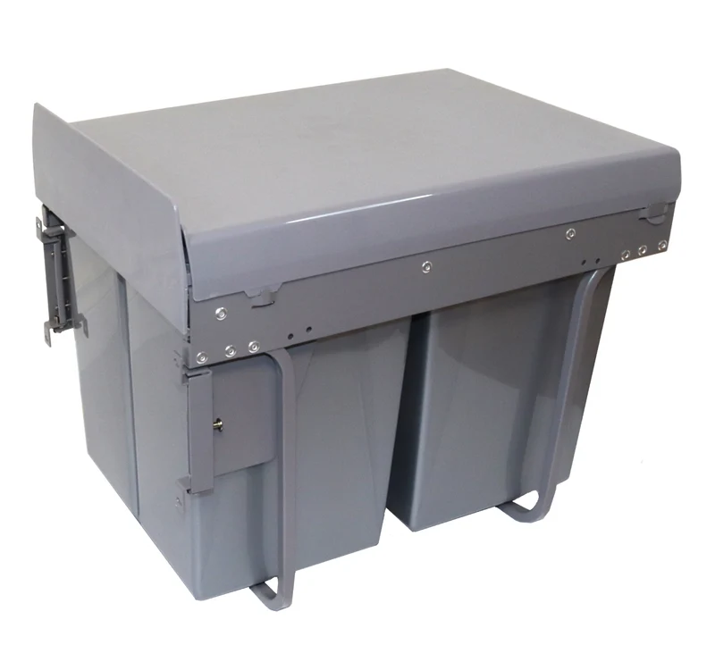 Poubelle coulissante DB 16'' 40L 2 bacs gris avec fixations de façade