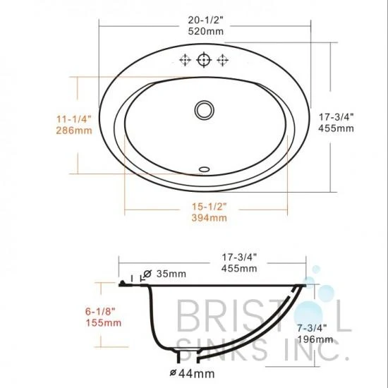 Lavabo ovale en porcelaine B613