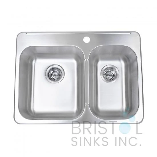 Évier double en acier inoxydable sur comptoir Bristol 28” x 20 5/8" x 7” B212