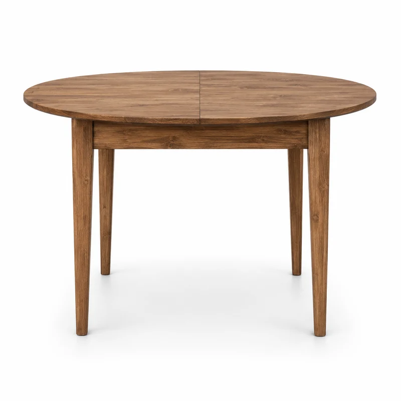 Table ronde extensible Ø110 / 150 cm en épicéa brossé huilé whisky | Nosta