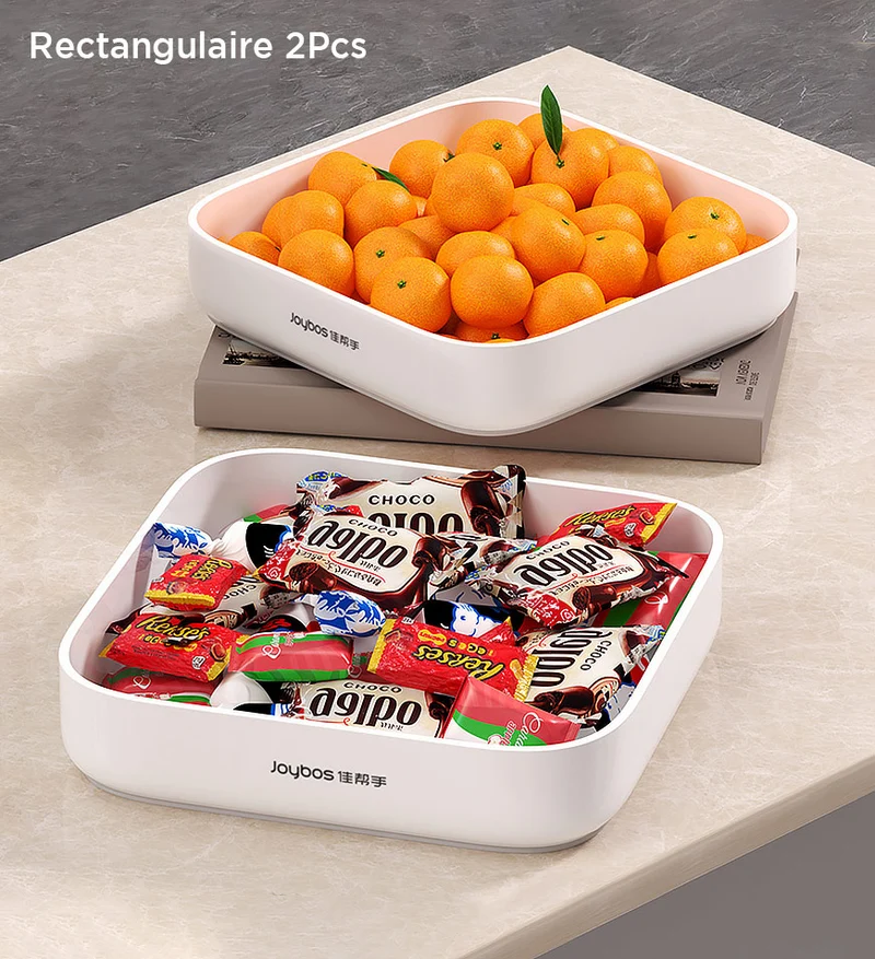 Joybos® Plateau de Collation en Plastique Rectangulaire Rond Z69