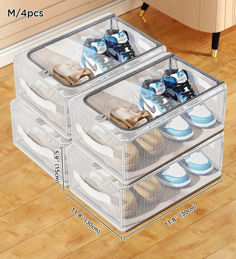 Joybos® Boîte de rangement à chaussures transparente et anti-poussière pliable de grande capacité F248