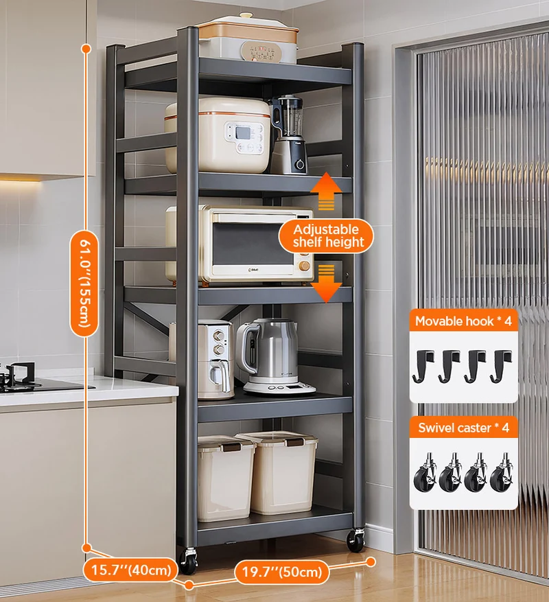 Joybos® Étagère de rangement étroite pour cuisine, support multi-niveaux pour micro-ondes, robuste et pliable F273