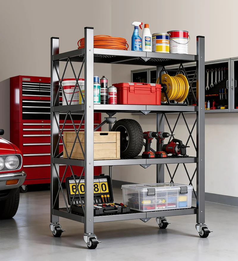 Joybos® Étagères de Rangement Pliables en Métal Robustes avec Roues F242