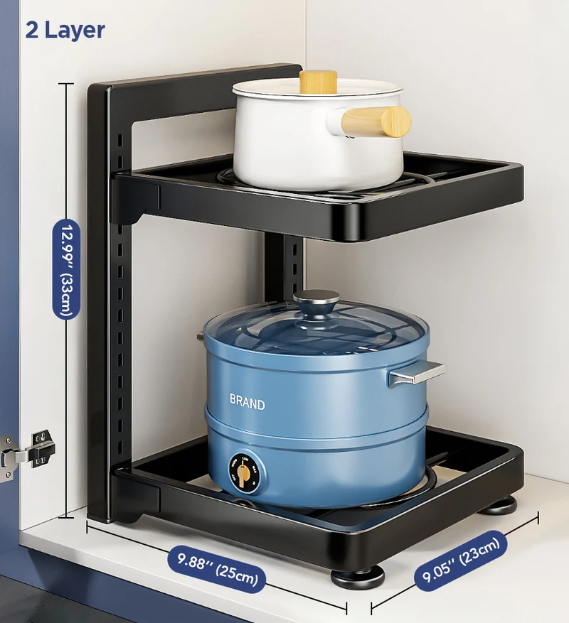 Joybos® Étagère de rangement multi-niveaux pour la maison, support de rangement pour casseroles sous évier F260