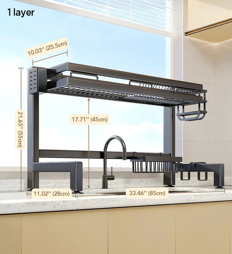 Joybos® Organisateur de cuisine robuste avec égouttoir et bac de récupération F246