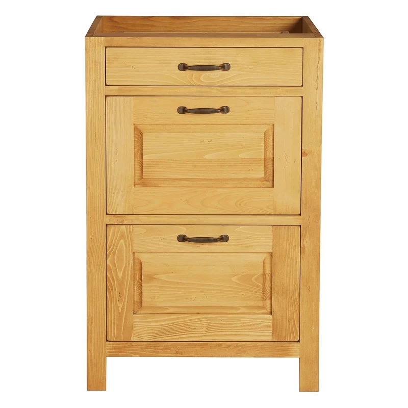 Meuble bas casserolier 60 cm 3 tiroirs épicéa huilé miel | Aravis