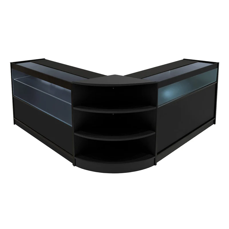 Comptoirs de Vente à LED Ensemble Harmonia - Noir LM60, B1200, C1200