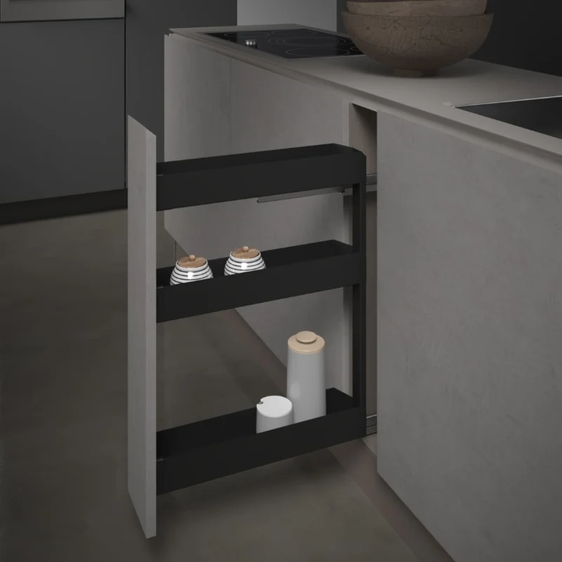 Tirroir Coulissant étroit Sige 8'' 3 tablettes, anthracite