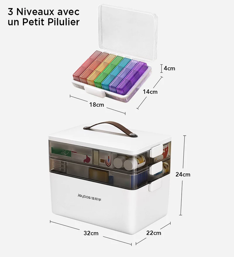 Joybos® Boîte à Pharmacie à 3 Niveaux Portable et Pliable Z27